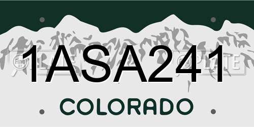 1ASA241 Colorado License Plate