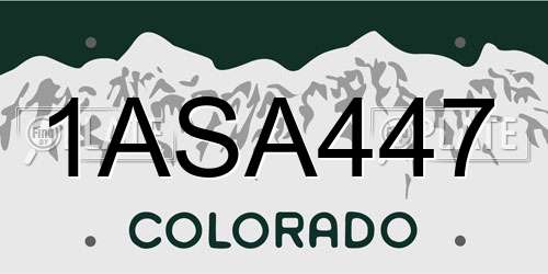 1ASA447 Colorado License Plate