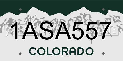 1ASA557 Colorado License Plate
