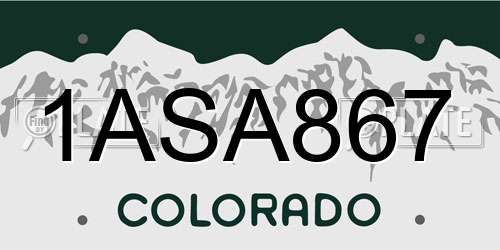 1ASA867 Colorado License Plate