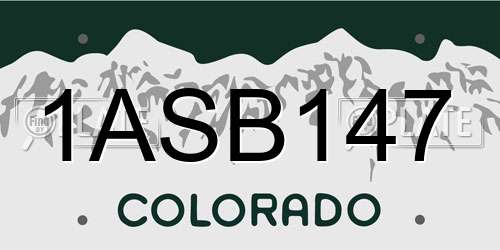 1ASB147 Colorado License Plate
