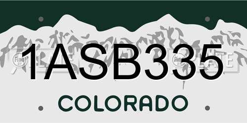 1ASB335 Colorado License Plate