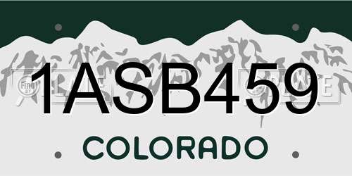 1ASB459 Colorado License Plate