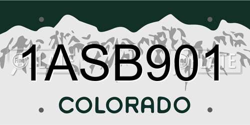 1ASB901 Colorado License Plate