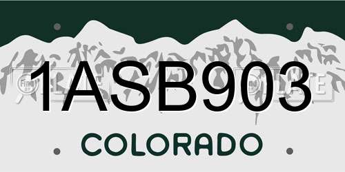 1ASB903 Colorado License Plate