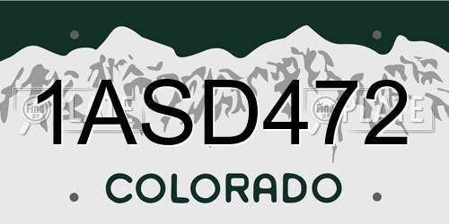 1ASD472 Colorado License Plate