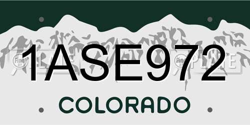 1ASE972 Colorado License Plate