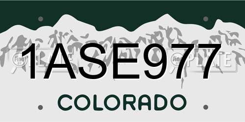 1ASE977 Colorado License Plate