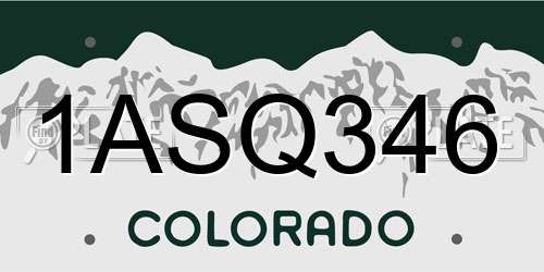 1ASQ346 Colorado License Plate