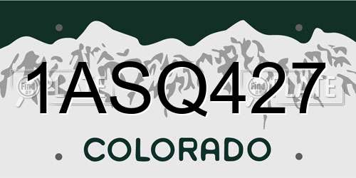1ASQ427 Colorado License Plate