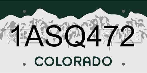 1ASQ472 Colorado License Plate