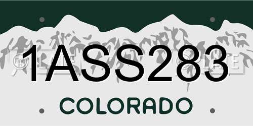 1ASS283 Colorado License Plate