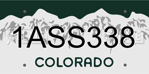 1ASS338 Colorado License Plate