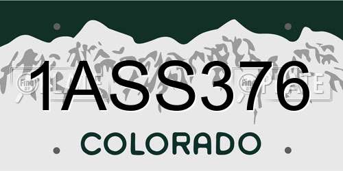1ASS376 Colorado License Plate