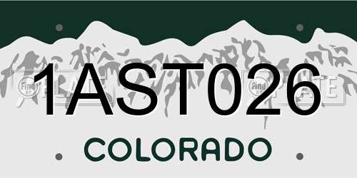 1AST026 Colorado License Plate