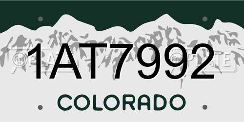 1AT7992 Colorado License Plate