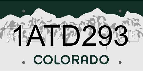 1ATD293 Colorado License Plate