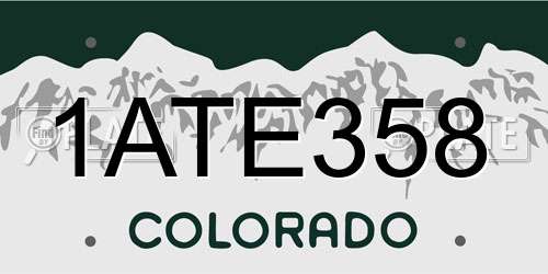 1ATE358 Colorado License Plate