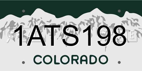 1ATS198 Colorado License Plate