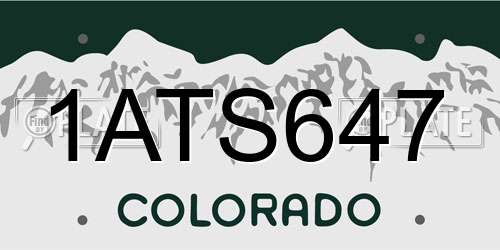 1ATS647 Colorado License Plate