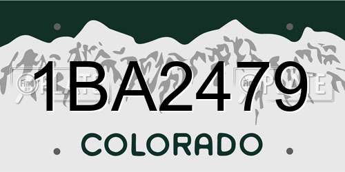 1BA2479 Colorado License Plate