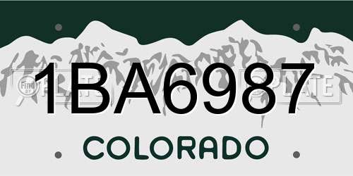 1BA6987 Colorado License Plate