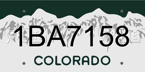 1BA7158 Colorado License Plate