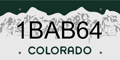 1BAB64 Colorado License Plate