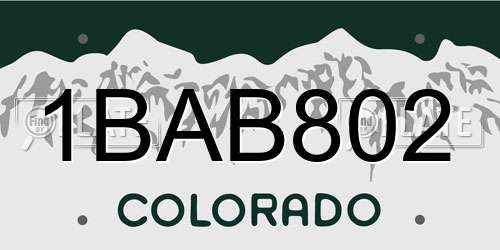 1BAB802 Colorado License Plate