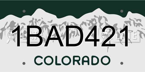 1BAD421 Colorado License Plate