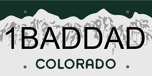 1BADDAD Colorado License Plate