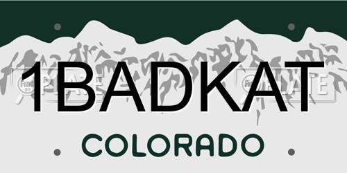 1BADKAT Colorado License Plate
