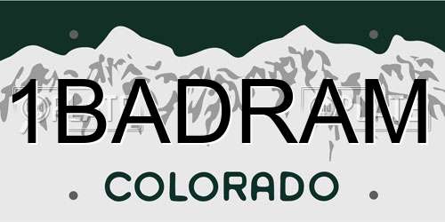 1BADRAM Colorado License Plate