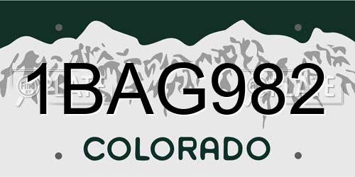 1BAG982 Colorado License Plate