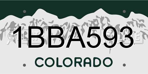 1BBA593 Colorado License Plate
