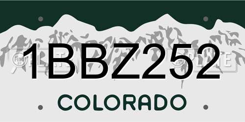 1BBZ252 Colorado License Plate