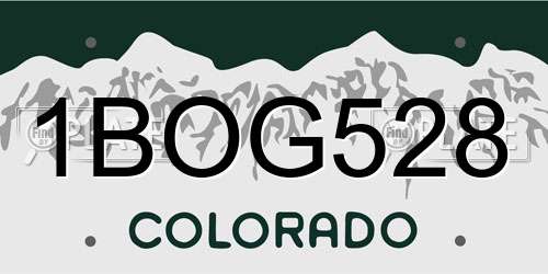 1BOG528 Colorado License Plate