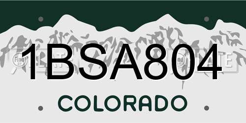 1BSA804 Colorado License Plate