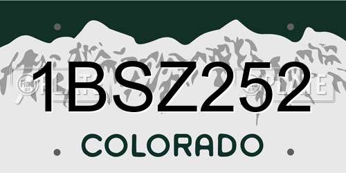 1BSZ252 Colorado License Plate