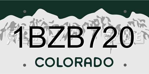 1BZB720 Colorado License Plate