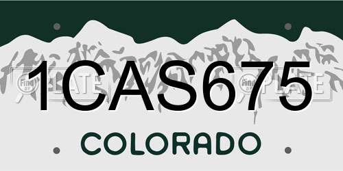 1CAS675 Colorado License Plate