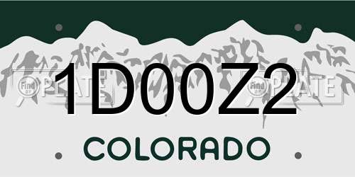 1D00Z2 Colorado License Plate