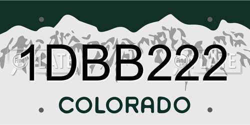 1DBB222 Colorado License Plate
