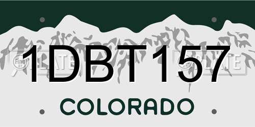 1DBT157 Colorado License Plate
