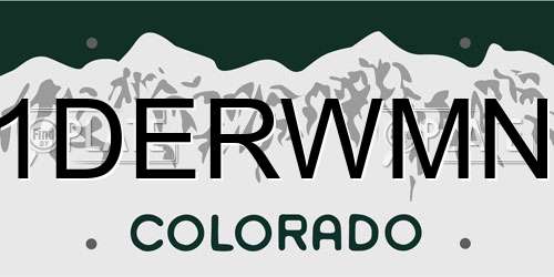 1DERWMN Colorado License Plate