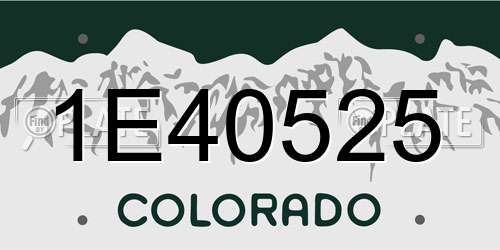 1E40525 Colorado License Plate