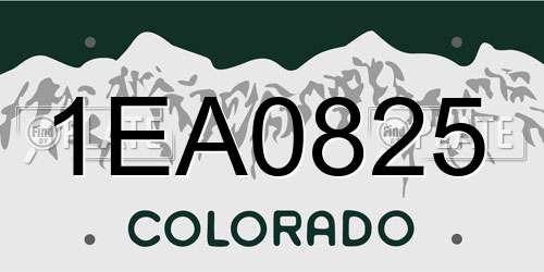 1EA0825 Colorado License Plate