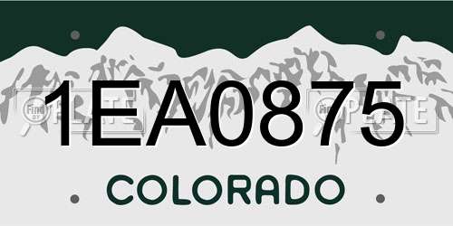 1EA0875 Colorado License Plate