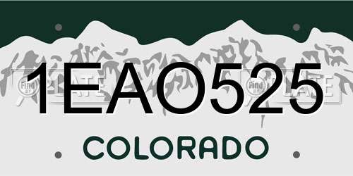 1EAO525 Colorado License Plate