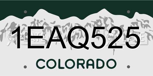 1EAQ525 Colorado License Plate
